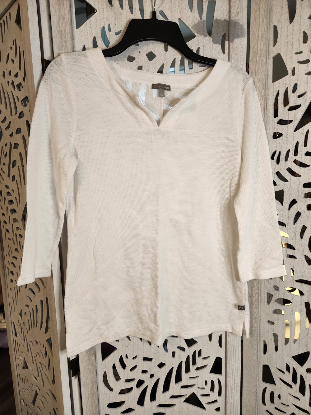 Talbots Cream V-Neck Long Sleeve Top